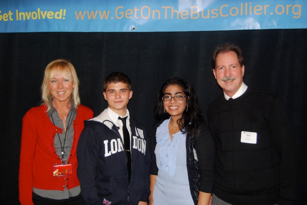 Karen Clawson, Jason Sheffield and Radhika Gopalan with David Stump, GCHS principal at Education Foundation's Roundtable Dec 7 10